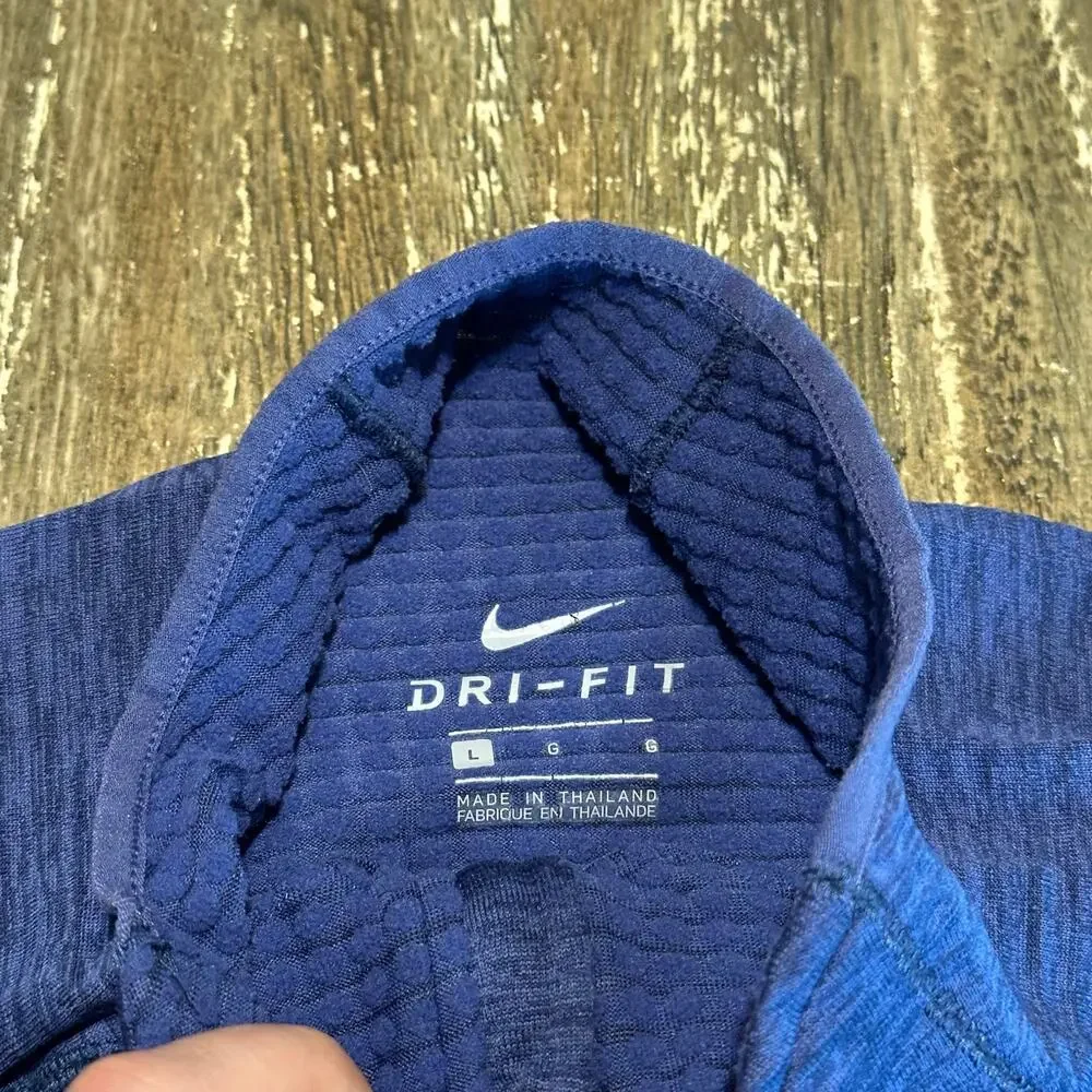 Nike Long Sleeve 1/4 Zip Dri-Fit Therma Running Top Pullover Blue Men’s Size L